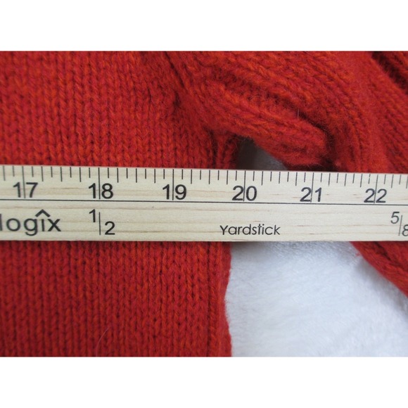 Carraig Donn Sweater Womens Large Orange Wool Knit Full Zip Hooded Ireland - Picture 5 of 7